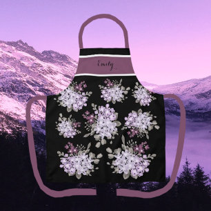 Magnifique tablier de Bouquet Fleur sauvage noir e