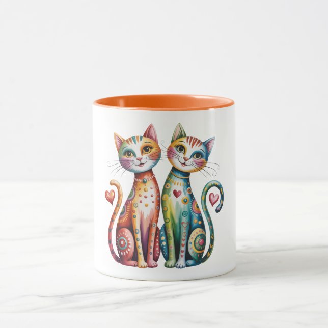Magnifique tasse à café avec un duo de chatons col (Centre)