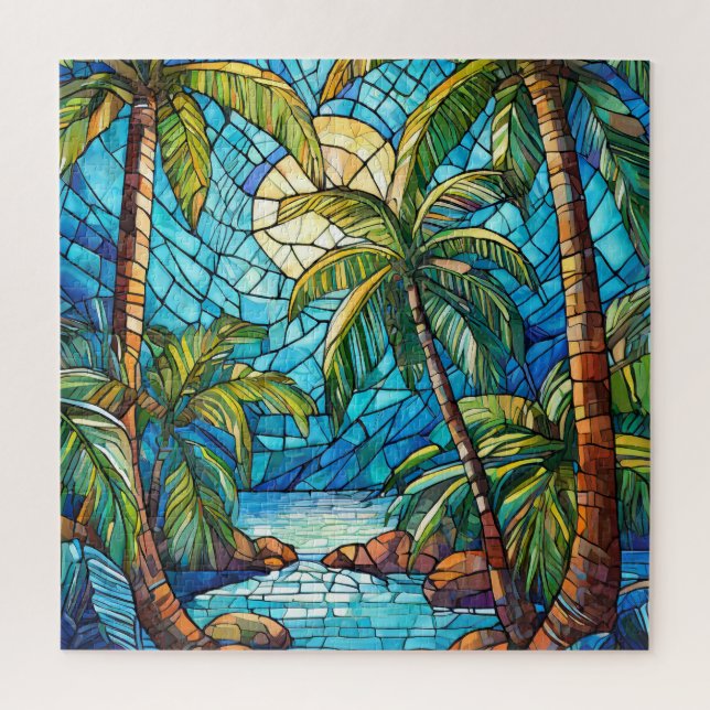 Magnifique Tropical vitrail art puzzle (Vertical)