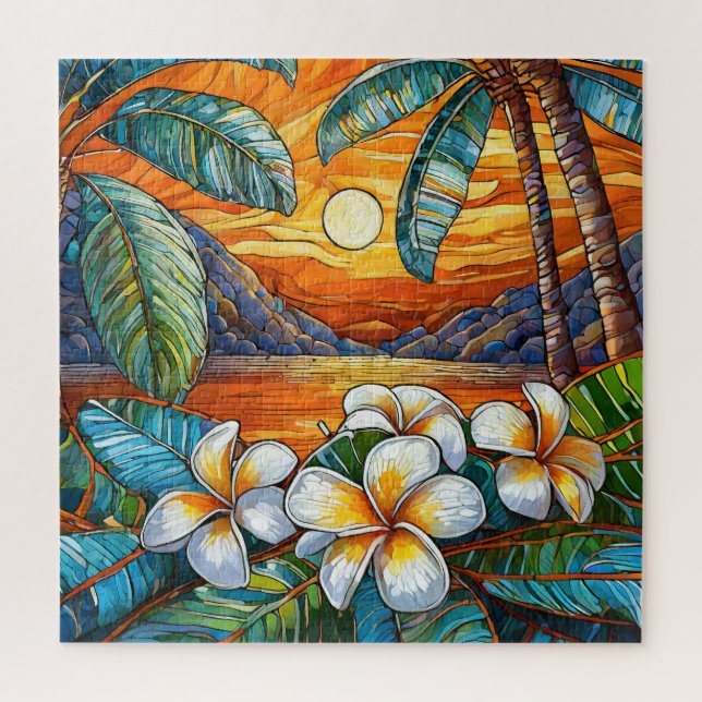 Magnifique Tropical vitrail art puzzle (Vertical)