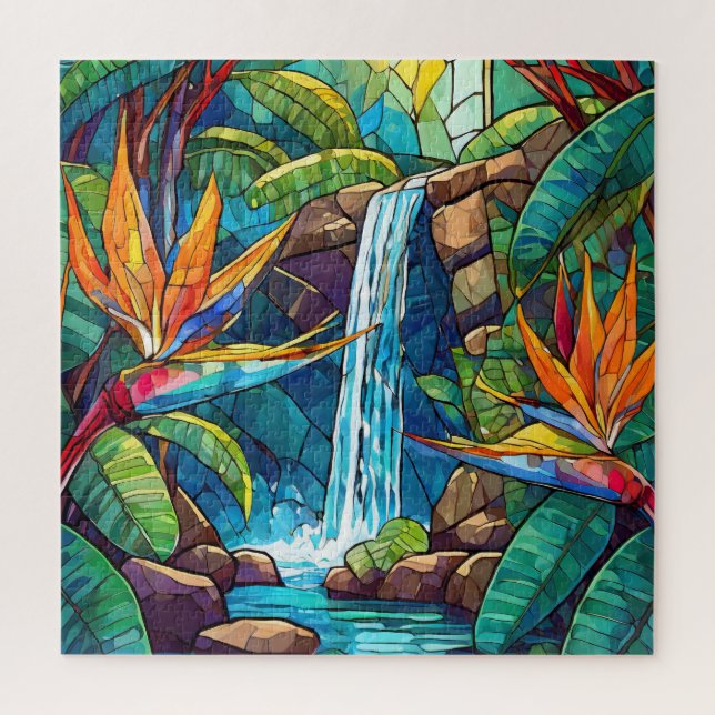 Magnifique Tropical vitrail art puzzle (Vertical)