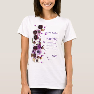 Magnifique Tshirt Brodé de Fleurs Sauvages,Vert Fo