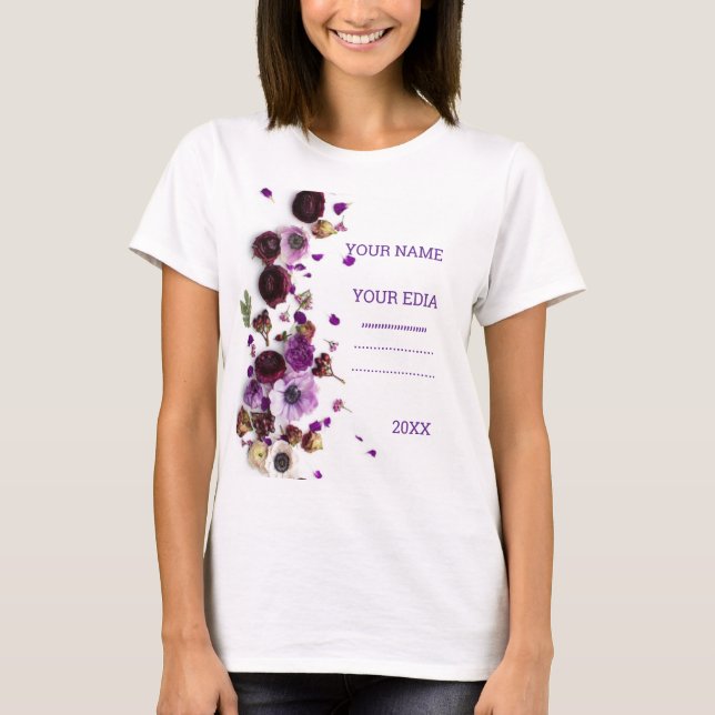 Magnifique Tshirt Brodé de Fleurs Sauvages,Vert Fo (Devant)