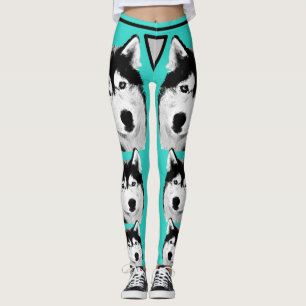 Magnifique Turquoise Sibérie Husky Chig Leggings