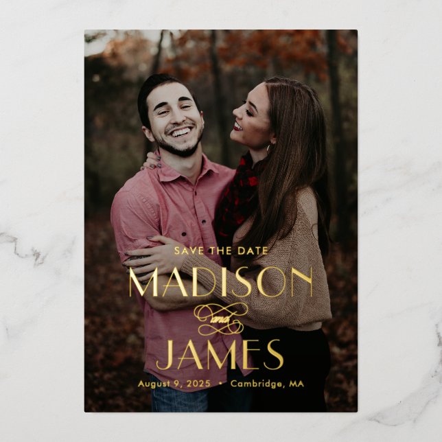 Magnifique Union FOIL Wedding Enregistrer La Carte (Recto)