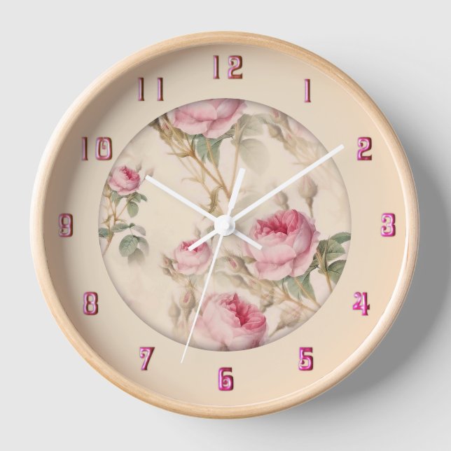 Magnifique Vintage Floral douze chiffres Horloge (Recto)