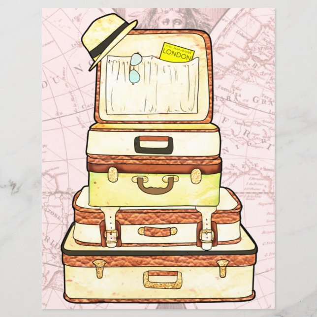 Magnifique vintage voyage valises scrapbooking (Devant)