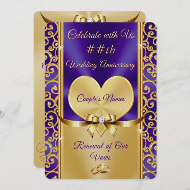 Magnifiques Cartes d'invitation pour renouvellemen (Devant / Derrière)