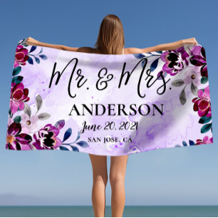 Magnifiques serviettes de plage Mr & Mrs pour mari