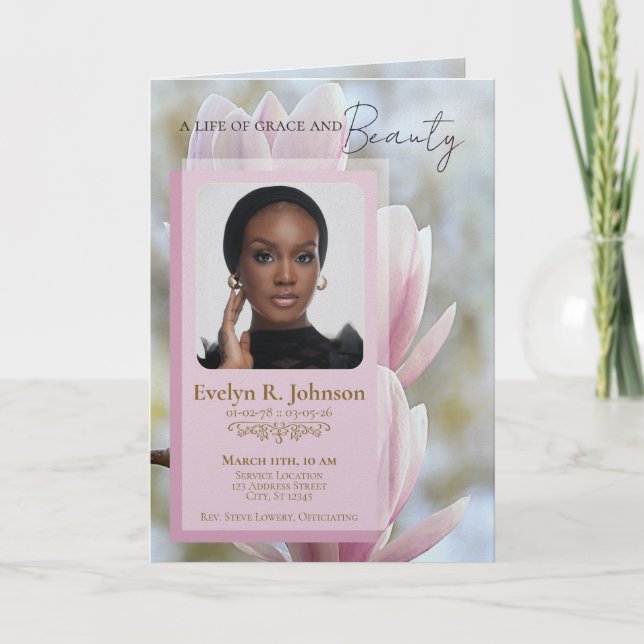 Magnolia 5-Photos Programme Funéraire Bifolié (Devant)