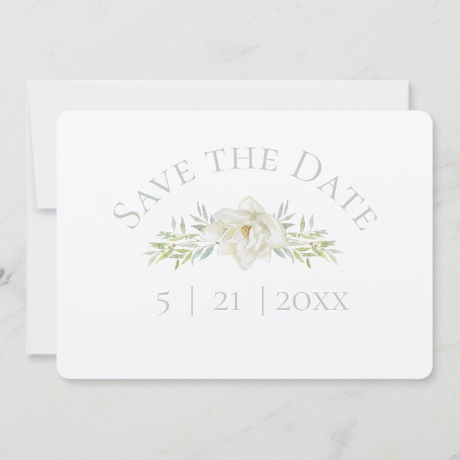 Magnolia Blanc Faire-Part de Mariage (Devant)