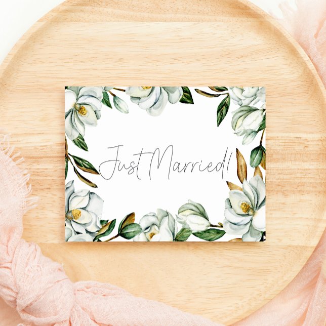 Magnolia Blanc Floral Mariage Juste Mariés (Créateur téléchargé)