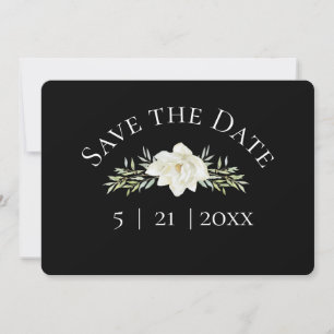 Magnolia Blanc sur Carte de Mariage Noir à Sauvega