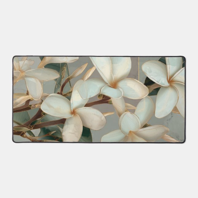 Magnolia blanche Floral Ligne dorée Marbre (Recto)