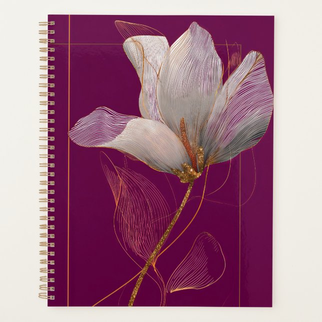 Magnolia blanche ligne or magenta (Devant)