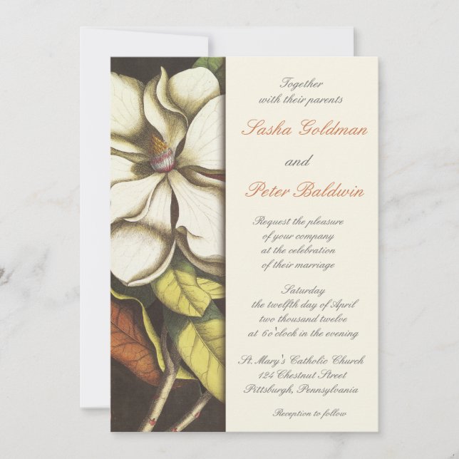 Magnolia Blossom Faire-part de mariage (Devant)