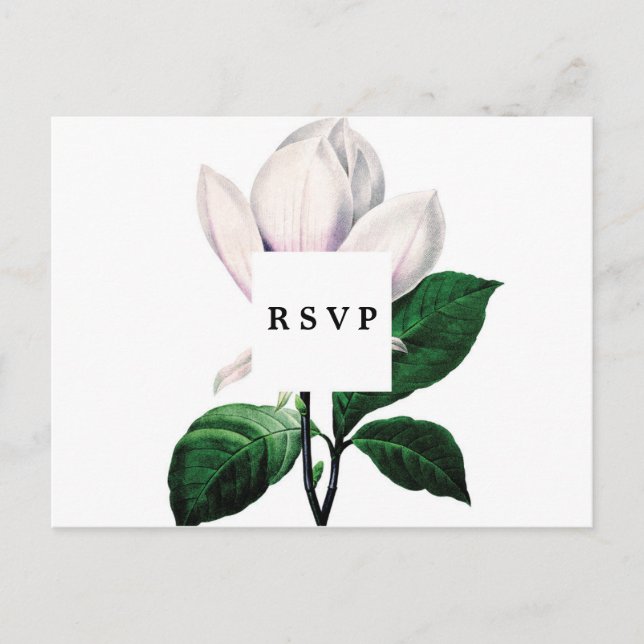 magnolia botanique mariage rsvp carte postale (Devant)