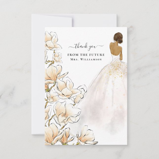 Magnolia Bride Future Mme Carte de remerciements (Devant)