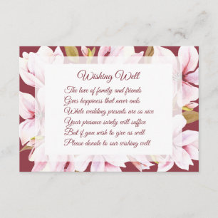 Magnolia Burgundy Mariage Wishing Well Cartes