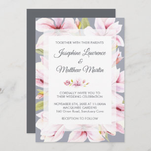 Magnolia Charm Floral Mariage Invitations