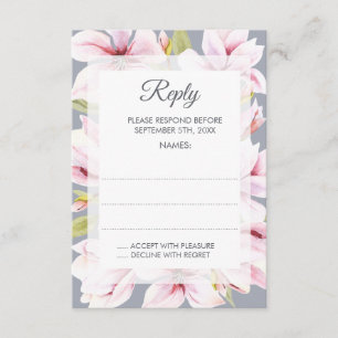 Magnolia Charm Floral Mariage Répondre Cartes