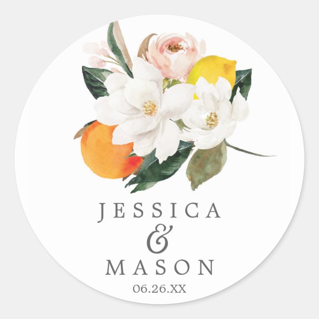Magnolia Citrus Envelope Seals - Stickers Favorise (Devant)