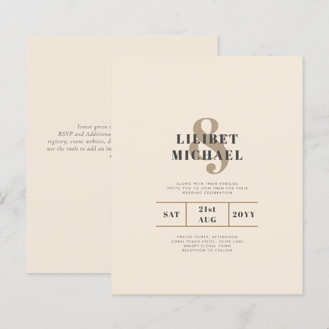 Magnolia Cream Typographie Mariage moderne (Devant / Derrière)