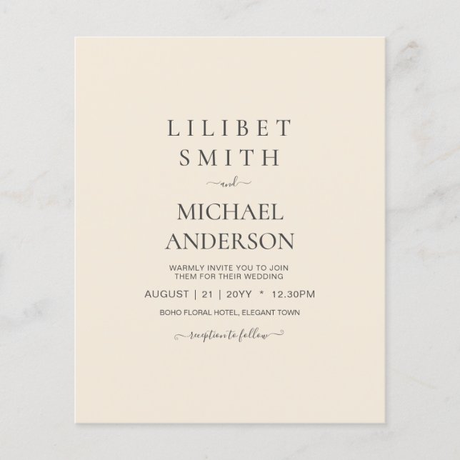 Magnolia Cream Typographie Mariage moderne (Devant)