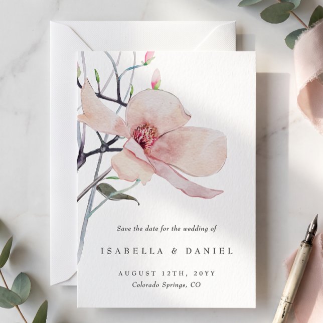 Magnolia Élégant Faire-Part de Mariage (Créateur téléchargé)