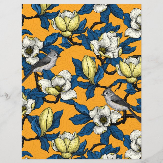 Magnolia en floraison et oiseau de tireur 3 (Devant)