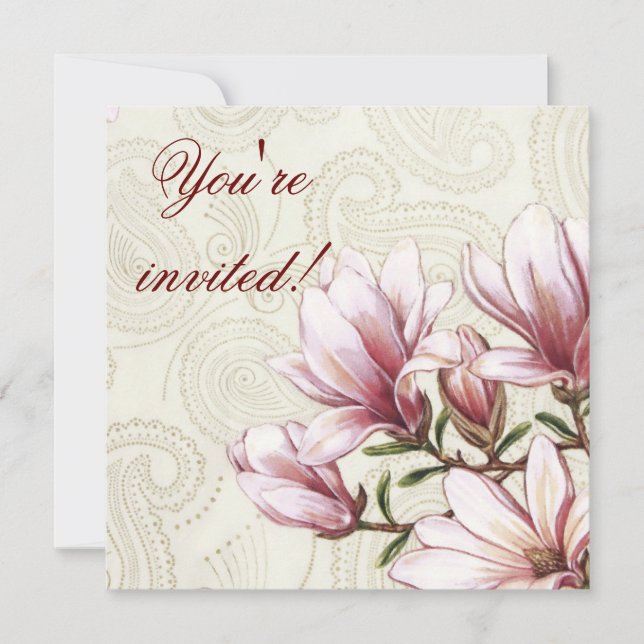 Magnolia et invitation d'anniversaire de Paisley (Devant)