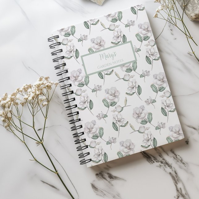 Magnolia Fleur Cahier Personnalisé (Magnolia Flower Spiral Notebook)