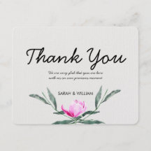 Magnolia Floral Aquarelle Mariage Carte de remerci