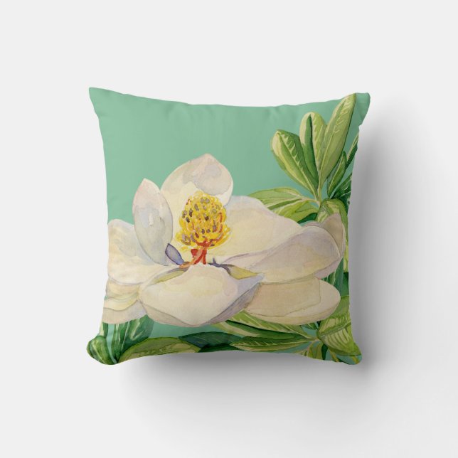 Magnolia Floral Art Décoratif Oreiller (Recto)