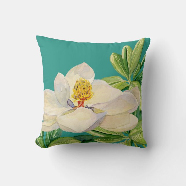 Magnolia Floral Art Décoratif Oreiller (Recto)