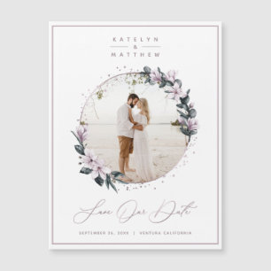 Magnolia Floral & Mauve Cercle Photo Enregistrer l