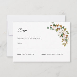 Magnolia Floral Wedding carte RSVP
