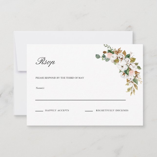 Magnolia Floral Wedding carte RSVP (Devant)
