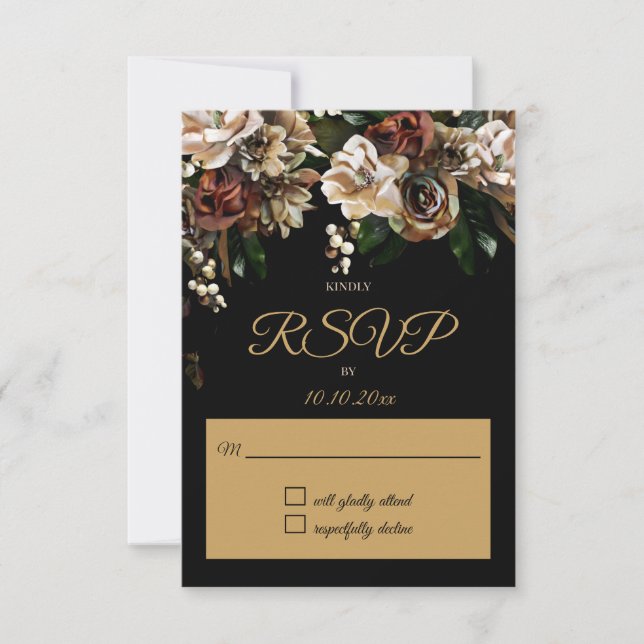 Magnolia Gold et Black Floral RSVP (Devant)