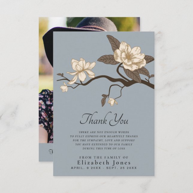 Magnolia Grey Célébration de la Carte de remerciem (Devant / Derrière)