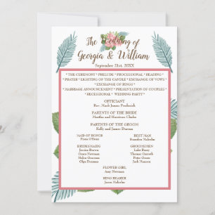 Magnolia Lilies Bouquet Mariage Programme Menu Gra