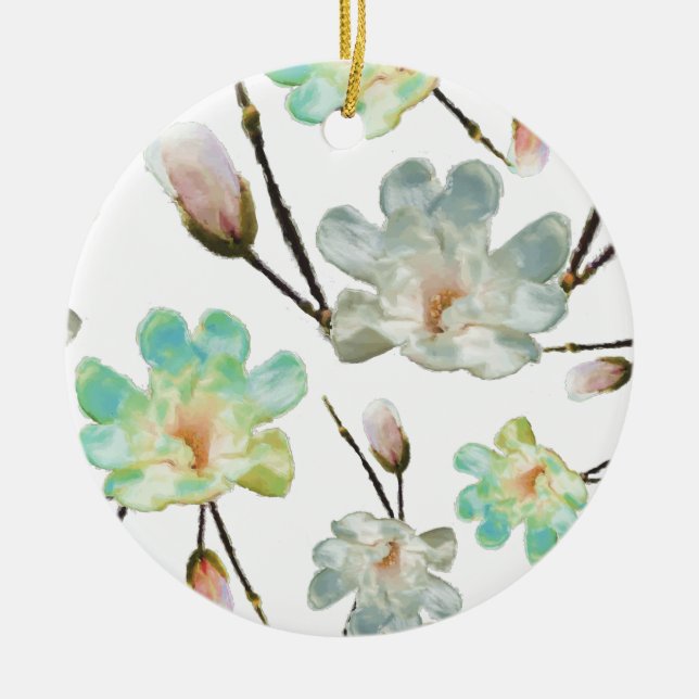 Magnolia Motif Circle Ornement (Devant)