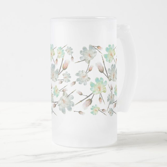 Magnolia Motif Gelé Beer Mug (Devant droit)