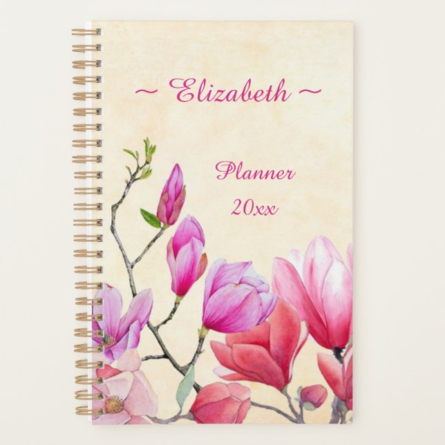 Magnolia Rose Aquarelle Personnaliser  (Devant)