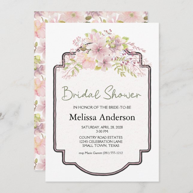 Magnolia rose Blush Floral Élégante Fête des marié (Devant / Derrière)