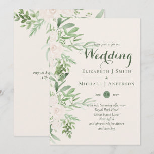 Magnolia Sage Green Mariage Floral Invite