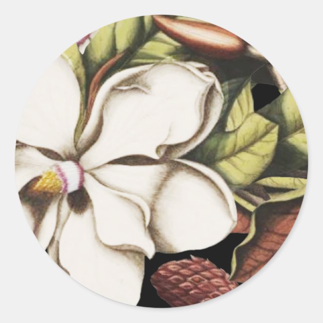 Magnolia vintage sur Stickers Noirs (Devant)