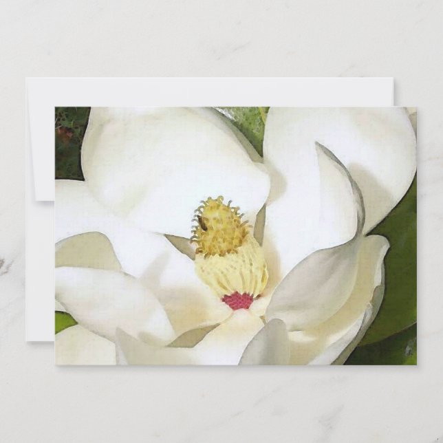 Magnolia White Invitation - Invitations Art Floral (Devant)
