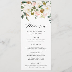 Magnolias Aquarelle Carte de Menu de Mariage