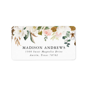 Magnolias Aquarelle Étiquettes d'adresse de reto